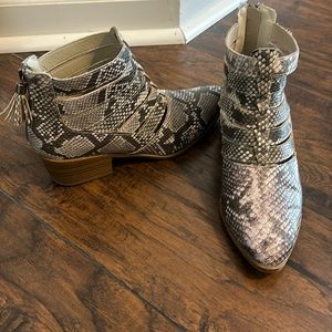 Snake print booties
